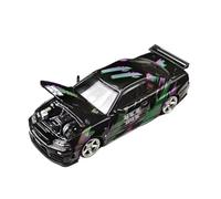 XGFFBAGB 1/64 para GTR R34 Open Cover TM Modelo De Coche De Aleación Colección Decoración(Black,with Box)