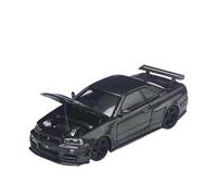 XGFFBAGB 1/64 para GTR R34 Open Cover TM Modelo De Coche De Aleación Colección Decoración(Black,with Box)