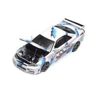 XGFFBAGB 1/64 para GTR R34 Open Cover TM Modelo De Coche De Aleación Colección Decoración(White D,with Box)