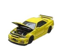XGFFBAGB 1/64 para GTR R34 Open Cover TM Modelo De Coche De Aleación Colección Decoración(Yellow,with Box)