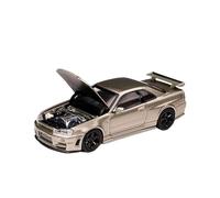 XGFFBAGB 1/64 para GTR R34 Z Tune Capó Abierto Diecast Colección De Modelos De Coches Juguetes(Green,with Box)