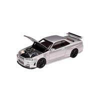 XGFFBAGB 1/64 para GTR R34 Z Tune Capó Abierto Diecast Colección De Modelos De Coches Juguetes(Silver,with Box)