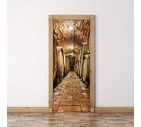 XGFWMS Puerta Pegatinas Mural Foto 3D Door Sticker Autoadhesivo Wallpaper Bodega Subterránea Vinilo Sticker Poster Diy Art Decoration Dormitorio Baño Cocina Pegatinas De Puertas 90X200Cm