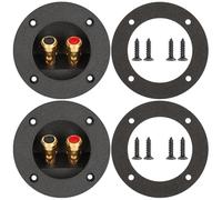 XGGYA Terminal de altavoz redondo de 3 pulgadas, terminal de caja de subwoofer de 2 vías con postes de encuadernación chapados en oro, conexión de cable desnudo, paquete de 2