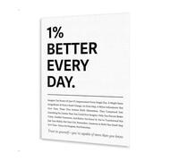 XGINERFEX 1% Better Every Day Motivational Wall-Art, White Inspirational Quote Canvas Painting for Home Office Decor and Study Room(Framed,16x24inch(40x60cm))