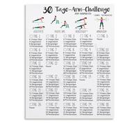 XGINERFEX 30 Day Arm Challenge Poster Arm Workout Plan for Biceps and Triceps Fitness Training Chart Home Gym Decor(Framed,16x24inch(40x60cm))
