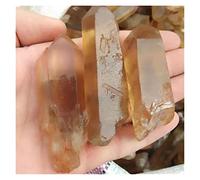XGINERFEX 3pc Yellow Smoky Quartz Gravel Rough Strips Crystal Stone Point 45mm-55mm for Gemstone Stone