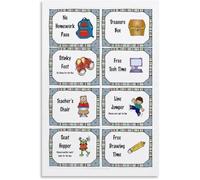 XGINERFEX 8 Classroom Reward Coupons Chart Poster Behavior Incentive System Teacher Motivation Print for Classroom Culture(Framed,08x12inch(20x30cm))