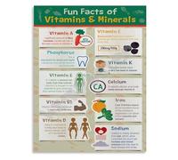 XGINERFEX ABCs of Vitamins and Minerals Poster Health Nutrition Facts Educational Canvas Wall-Art for Bedroom Office Living Room(Framed,16x24inch(40x60cm))
