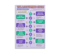 XGINERFEX Accounting Process Infographic Chart - Step-by-Step Guide from Journal Entries to Financial Statements for Accounting Students(Framed,16x24inch(40x60cm))
