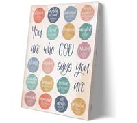 XGINERFEX Affirmation Wall-Art, Identity in Christ Canvas Print You Are Who God Says You Are, Modern Inspirational Decor for Living Room & Bedroom(Framed,08x12inch(20x30cm))