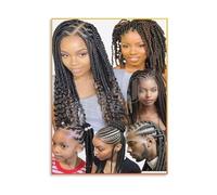 XGINERFEX African Hair Braiding Guide Poster - Styles Chart Wall-Art for Salon, Bedroom or Office(Framed,16x24inch(40x60cm))
