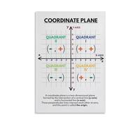 XGINERFEX Algebra Math Poster Coordinate Plane Chart Rainbow Color Coding Educational Wall-Art for Classroom Decor Teachers Supplies(Framed,08X12inch(20X30cm))