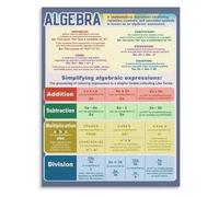 XGINERFEX Algebraic Equations Poster Math Education Chart Canvas Wall-Art for Middle or High School Classroom(Framed,12x18inch(30x45cm))