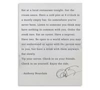 XGINERFEX Anthony Bourdain Vintage Poster Canvas Eat at a Local Restaurant Tonight Quote Wall-Art for Bedroom Living Room Decor(Framed,12x18inch(30x45cm))