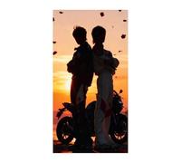 XGINERFEX Athletes in Love Canvas Print - Matching Jersey Number Silhouette Art at Sunset, Rose Petals, Motivational Decor for Couples, Sports Fans (Framed,16x24inch(40x60cm))