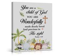 XGINERFEX Baptism Canvas Wall-Art Christening Gift Psalm 139 Print Religious Decor for Nursery Room Toddler Bedroom Godchild Godparent(Unframed,12x18inch(30x45cm))