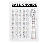 XGINERFEX Bass Chords Educational Poster Music Theory Basics Chart for Beginner Bass Players and Teachers(Framed,16x24inch(40x60cm))