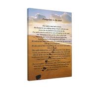XGINERFEX Beach Scene Footprints Poem Wall-Art Inspirational Sand Quote Poster Canvas Print Religious Faith Decor for Bedroom Room(Unframed,16X24inch(40X60cm))