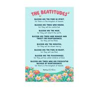 XGINERFEX Beatitudes Poster - Matthew 5:3-10 Bible Verse Print, Colorful Educational Wall-Art for 's Church, Sunday School, Homeschool & Classroom Decor(Unframed,16x24inch(40x60cm))