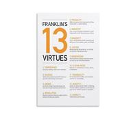 XGINERFEX Benjamin Franklin's Timeless Virtues Poster - A Guide to Character Building, Vintage Style Wall-Art for Library, Study or Refined Living Space(Framed,08x12inch(20x30cm))
