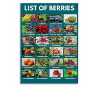 XGINERFEX Berry Fruit Varieties Guide Chart Wall-Art Poster Decor for Kitchen Home Bedroom Living Room Dorm Room(Framed,12x18inch(30x45cm))