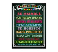 XGINERFEX Bilingual Classroom Decor Spanish Motivational Rules Poster for Elementary and High School Teachers(Unframed,12x18inch(30x45cm))