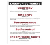 XGINERFEX Bilingual Motivational Poster - Five Tenets for a Strong Character (Korean/English), Simple & Elegant Canvas Wall-Art for Modern Interiors(Framed,08x12inch(20x30cm))