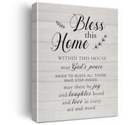 XGINERFEX Bless This Home Rustic Wall-Art, Religious Quote on Canvas for Inspirational Decor, Farmhouse Style Painting for Tabletop, Housewarming Gift for Home(Framed,16x24inch(40x60cm))