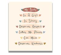 XGINERFEX Boho Body Wall-Art - Self Worth Affirmations Decor for Women, Teens, Girls Room, Motivational Bedroom Print(Framed,12x18inch(30x45cm))