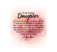 XGINERFEX Boho Daughter Wall-Art, To My Beautiful Daughter Print, Bohemian Typographic Decor for Girls Room with Loving Family Message(Framed,12x18inch(30x45cm))