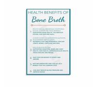 XGINERFEX Bone Broth Health Benefits - Guide to Nutrition & Foods Poster Wall-Art for Kitchen, Wellness Room(Framed,12x18inch(30x45cm))