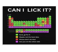 XGINERFEX Can I Lick It Periodic Table Print, Geek Humor Chemistry Joke Canvas Wall-Art for Classroom, Study Room Decor(Framed,12x18inch(30x45cm))