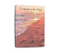 XGINERFEX Canvas Wall-Art Footprints In The Sand Poem Religious Inspirational Quote Print for Home Office Living Room Decor(Unframed,12X18inch(30X45cm))