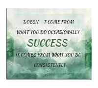 XGINERFEX Canvas Wall-Art Green Ink Background Success Motivational Quotes for Office Home Inspirational Decor Ready to Hang(Unframed,12x18inch(30x45cm))
