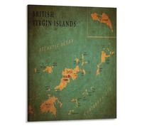 XGINERFEX Caribbean Map British Virgin Islands Wall-Art Poster Home Office Decor(Unframed,08x12inch(20x30cm))