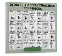 XGINERFEX Chair Yoga Exercise Chart 28 Day Program Poster for Home Workout Wall Decor and Flexibility Training(Framed,16x24inch(40x60cm))