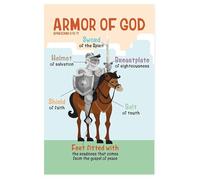 XGINERFEX Childrens Bible Posters Armor of God Christian Classroom Decor Sunday School Wall-Art Religious Educational Posters for Church Nursery Decor(Framed,12x18inch(30x45cm))
