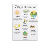XGINERFEX Christian Art Print 7 Days of Creation Poster Biblical Wall-Art for Home Decor Living Room Bedroom Office Faith Inspirational Gift Idea(Unframed,08X12inch(20X30cm))