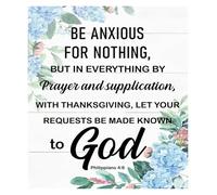 XGINERFEX Christian Wall-Art Poster - Be Anxious for Nothing Bible Quote Philippians 4:6, Faith Based Home Decor Print, Uplifting Gift for Believers(Framed,12x18inch(30x45cm))