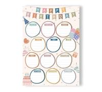 XGINERFEX Classroom Birthday Organization Poster - Boho Confetti Design with Integrated Chart & Calendar - for Teachers, Homeschool & Daycare Wall Displays(Framed,08x12inch(20x30cm))