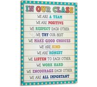 XGINERFEX Classroom Rules Motivational Poster Educational Canvas Print Wall-Art for School Playroom Decor(Unframed,16x24inch(40x60cm))