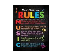 XGINERFEX Classroom Rules Poster for Music Class Educational Wall Decor Chart with Behavior Expectations Using the MUSIC Acronym(Framed,12x18inch(30x45cm))