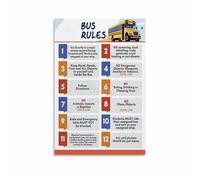XGINERFEX Classroom Rules Poster - School Bus and Behavior Chart Canvas Print for Elementary School(Unframed,08x12inch(20x30cm))