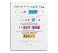 XGINERFEX Classroom Wall-Art Order of Operations PEMDAS Math Poster Canvas Print Educational Study Guide for Home Living Room Bedroom Decor(Framed,16x24inch(40x60cm))