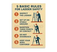 XGINERFEX Construction Wall-Art 5 Basic Rules For Ladder Poster Canvas Print Gift for Builders Supervisor(Unframed,08x12inch(20x30cm))