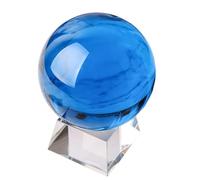 XGINERFEX Crystal Ball Sky Blue Clear Glass with Stand Solid Decorative Spheres Divination Stone Photography Display Home Decoration Ornaments,11cm/4.3in Gemstone Stone