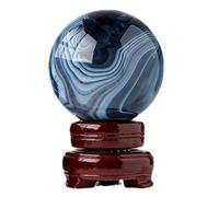 XGINERFEX Crystal Black Sardonyx geode Ball Agate Raw Stone Polished Home Decoration Ornaments,65~70mm Gemstone Stone