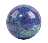 XGINERFEX Crystal Red Blue Green Gemstone Ball Divination Sphere with Stand Stone Sculpture Figurine for Home Office Tabletop Decor,60~65mm Gemstone Stone