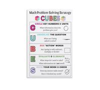 XGINERFEX CUBES Math Anchor Chart Problem Solving Strategy Poster Educational Decor for Classroom Homeschool Living Room Study(Framed,08x12inch(20x30cm))